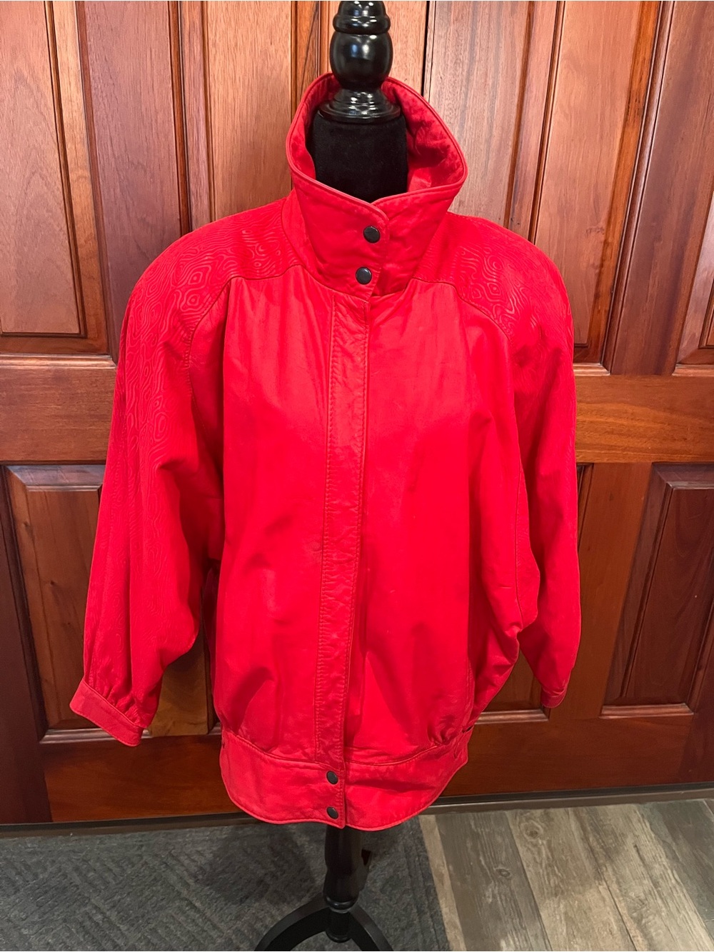 Vintage 80s Gino Di Giorgio Comint Red Batwing Leather Jacket Coat Mens Small
